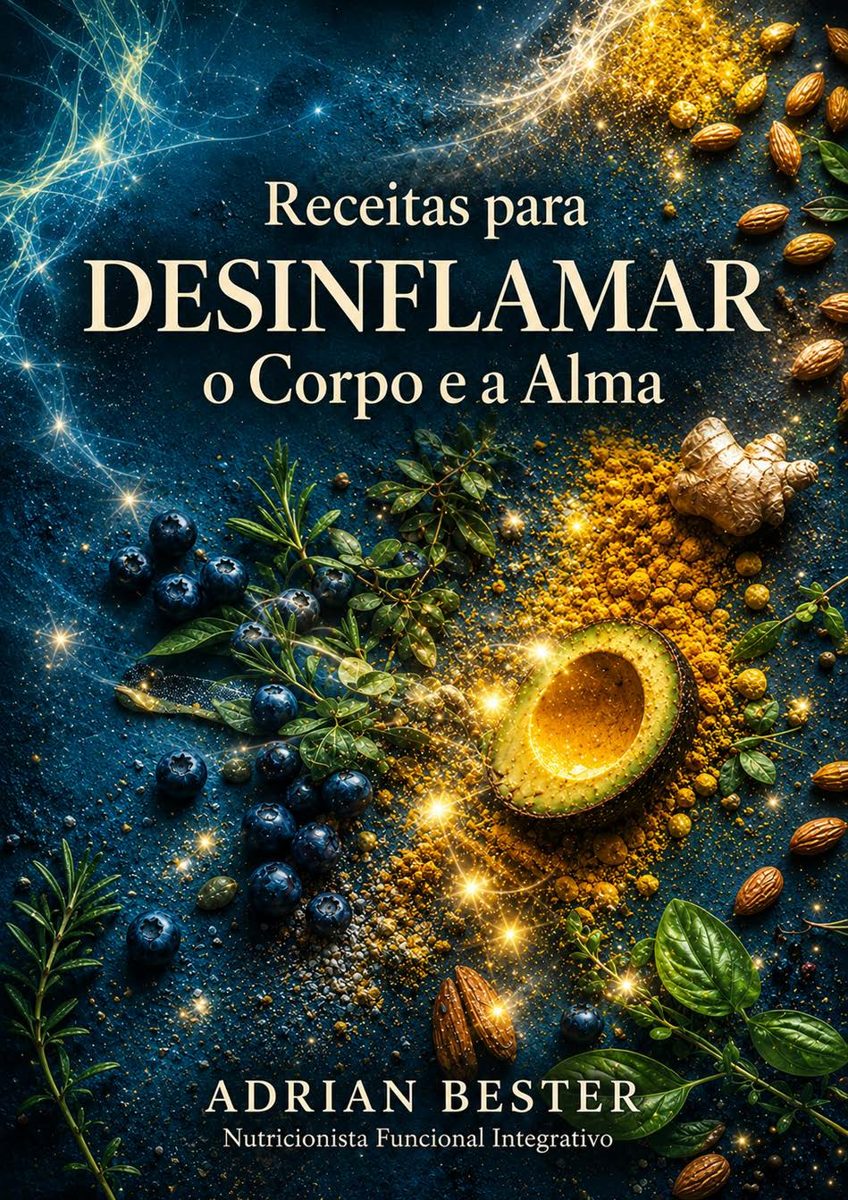 Capa do livro digital Receitas para Desinflamar o Corpo e a Alma na tela de um celular